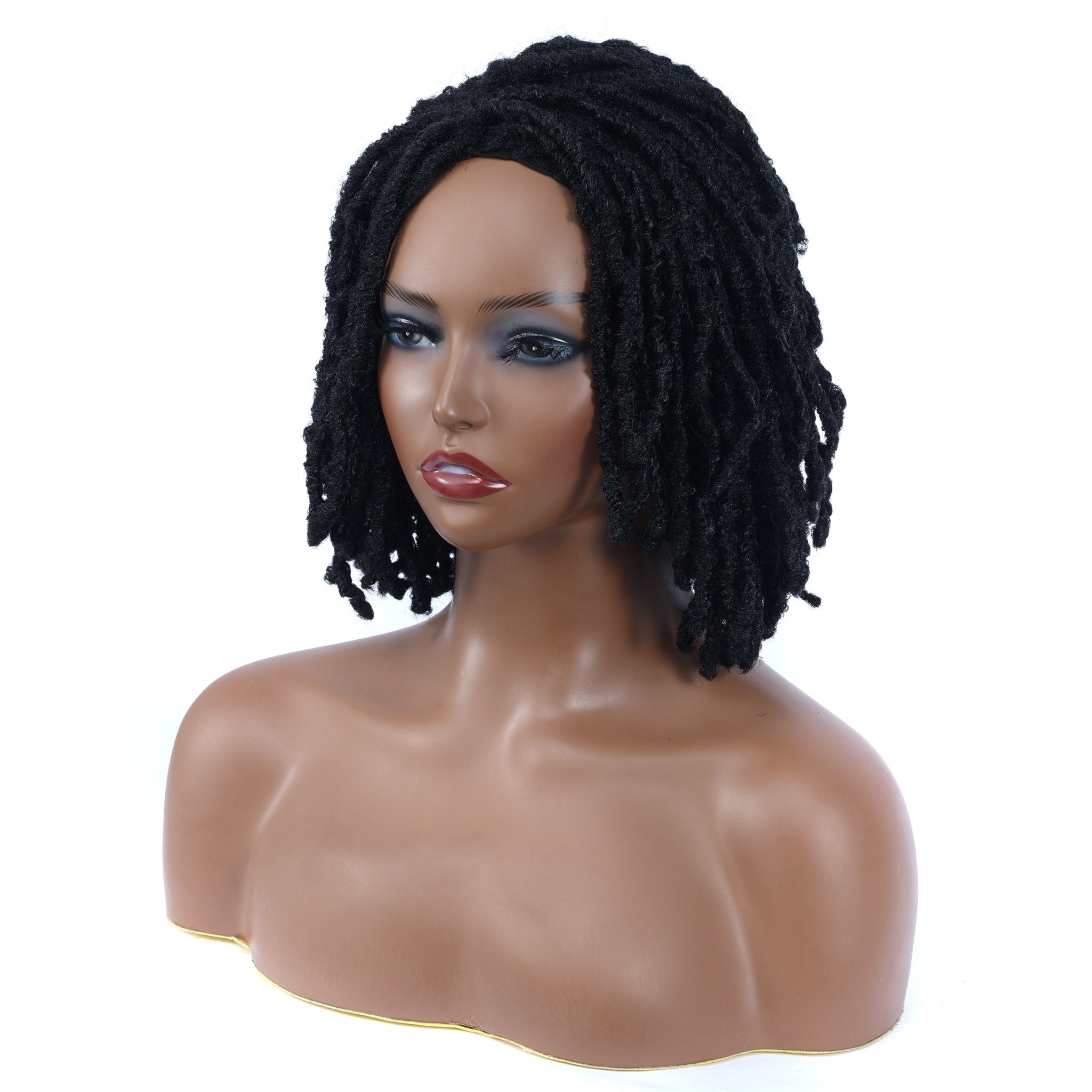 10" Braided Wigs Afro Bob Wig Synthetic Dreadlock Wigs Short Curly - Flexi Africa - Flexi Africa offers Free Delivery Worldwide - Vibrant African traditional clothing showcasing bold prints and intricate designs