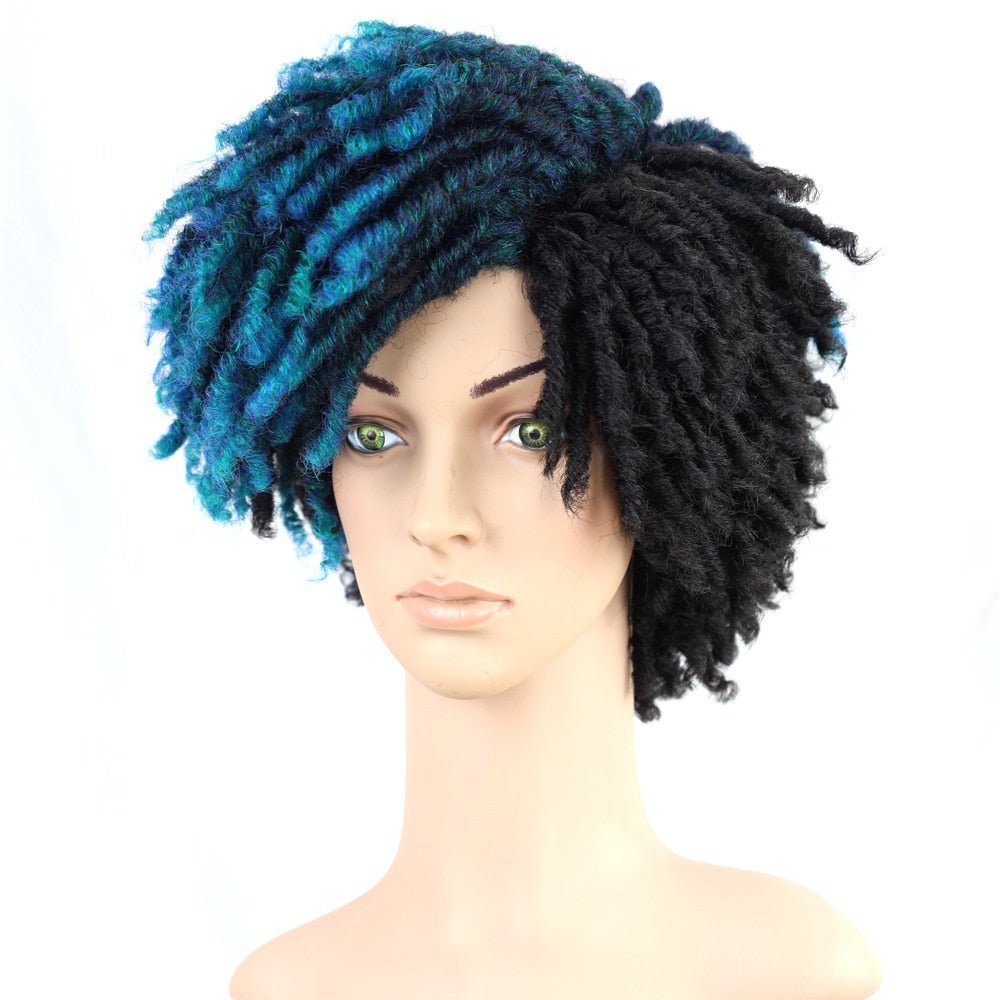 10" Braided Wigs Afro Bob Wig Synthetic Dreadlock Wigs Short Curly - Flexi Africa - Flexi Africa offers Free Delivery Worldwide - Vibrant African traditional clothing showcasing bold prints and intricate designs