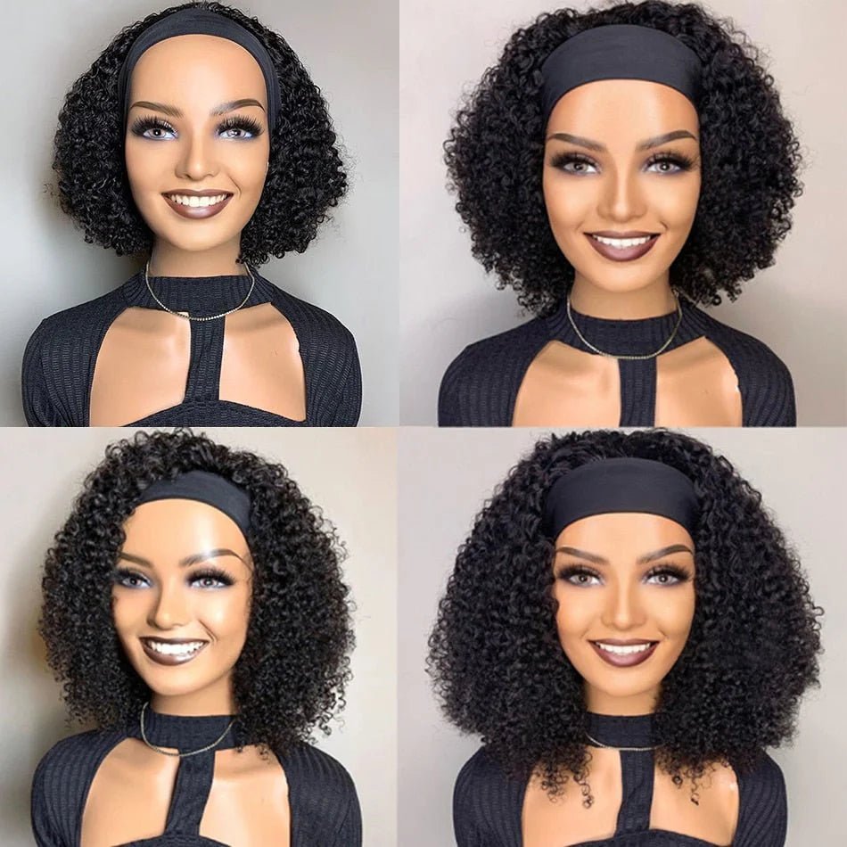 100% Human Hair Afro Kinky Curly Headband Wig with 200 Density - Free Delivery Worldwide only at Flexi Africa