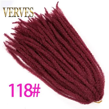 18" Afro Kinky Braiding Hair Synthetic Crochet Marly Braids Extensions 30 Strands Burgundy Black Ombre - Flexi Africa