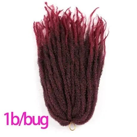 18" Afro Kinky Braiding Hair Synthetic Crochet Marly Braids Extensions 30 Strands Burgundy Black Ombre - Flexi Africa