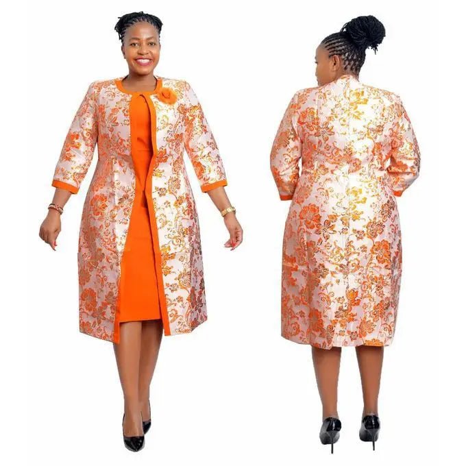 2PC African Dresses For Women Set Flower Print Traditional Dashiki Fashion Robe - Flexi Africa - Flexi Africa offers Free Delivery Worldwide - Vibrant African traditional clothing showcasing bold prints and intricate designs
