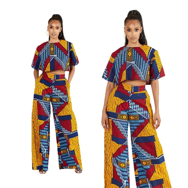 2PC Autumn Sexy African Women Printing Sets Top and Skirt African Suit African Clothes - Flexi Africa - Flexi Africa offers Free Delivery Worldwide - Vibrant African traditional clothing showcasing bold prints and intricate designs