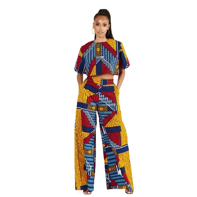 2PC Autumn Sexy African Women Printing Sets Top and Skirt African Suit African Clothes - Flexi Africa - Flexi Africa offers Free Delivery Worldwide - Vibrant African traditional clothing showcasing bold prints and intricate designs