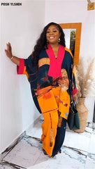 2PC New Arrival: Plus Size Ankara Dashiki Set for Women - Stylish Fashion Tops and Pants - Flexi Africa - www.flexiafrica.com