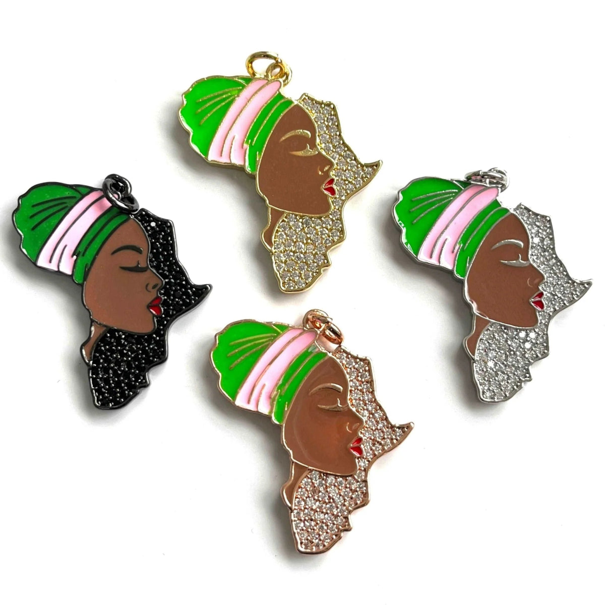 5PCS Africa Map Pendant with Cubic Zirconia Accent - Free Delivery Worldwide only at Flexi Africa