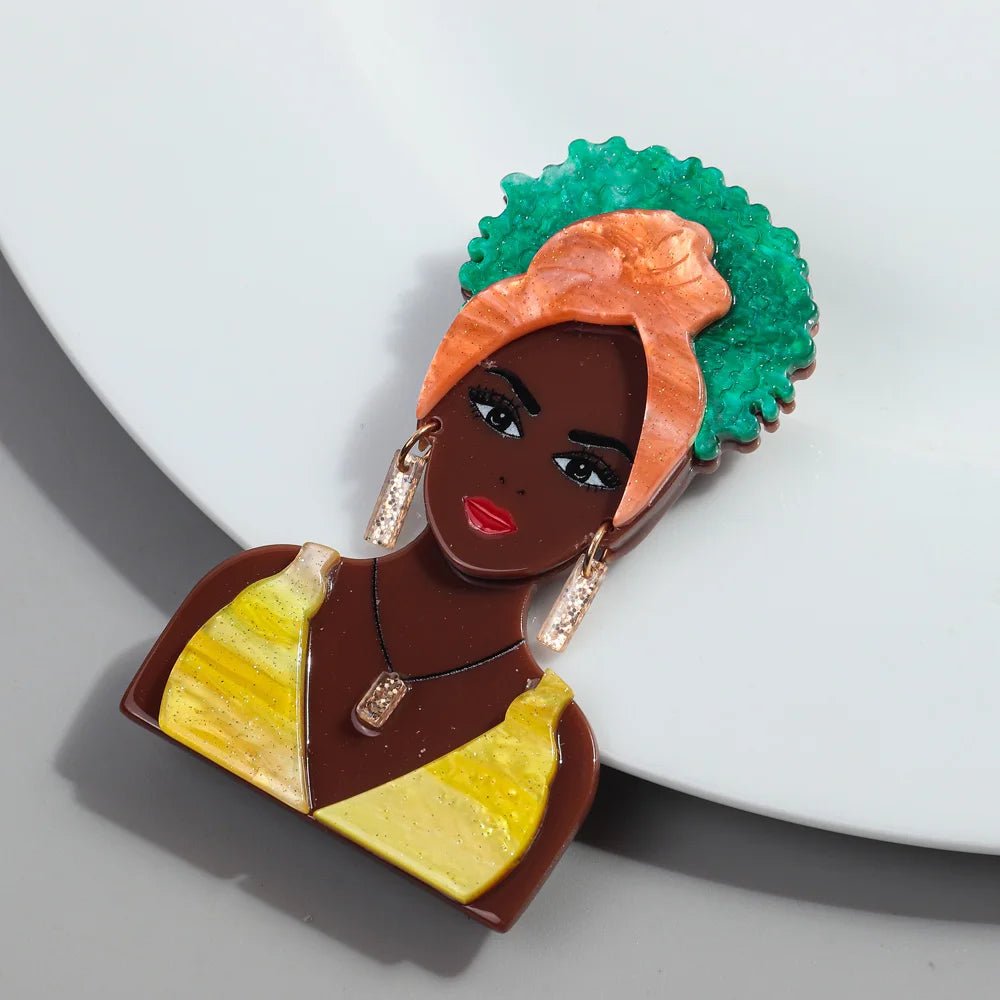 6 Color Glitter Acrylic Bikini African Lady Brooches Beauty Black Girl Figure Brooch Lapel Pin Jewelry Accessories - Flexi Africa - Flexi Africa offers Free Delivery Worldwide - Vibrant African traditional clothing showcasing bold prints and intricate designs