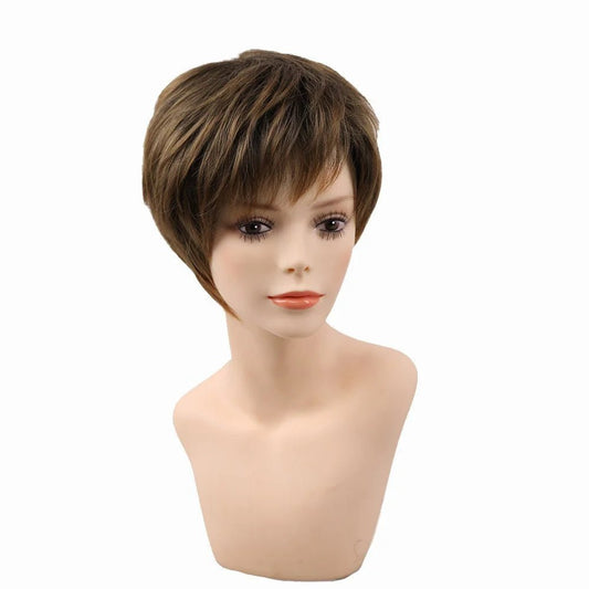 6" Length Amir Synthetic Brown Wig - Short Blonde Wigs with Natural Wave Haircut, Puffy Straight Hair - Free Delivery Worldwide only at Flexi Africa