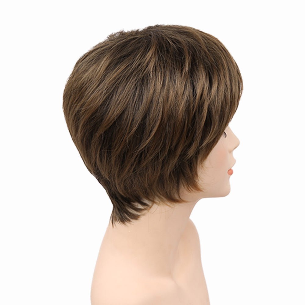 6" Length Amir Synthetic Brown Wig - Short Blonde Wigs with Natural Wave Haircut, Puffy Straight Hair - Free Delivery Worldwide only at Flexi Africa