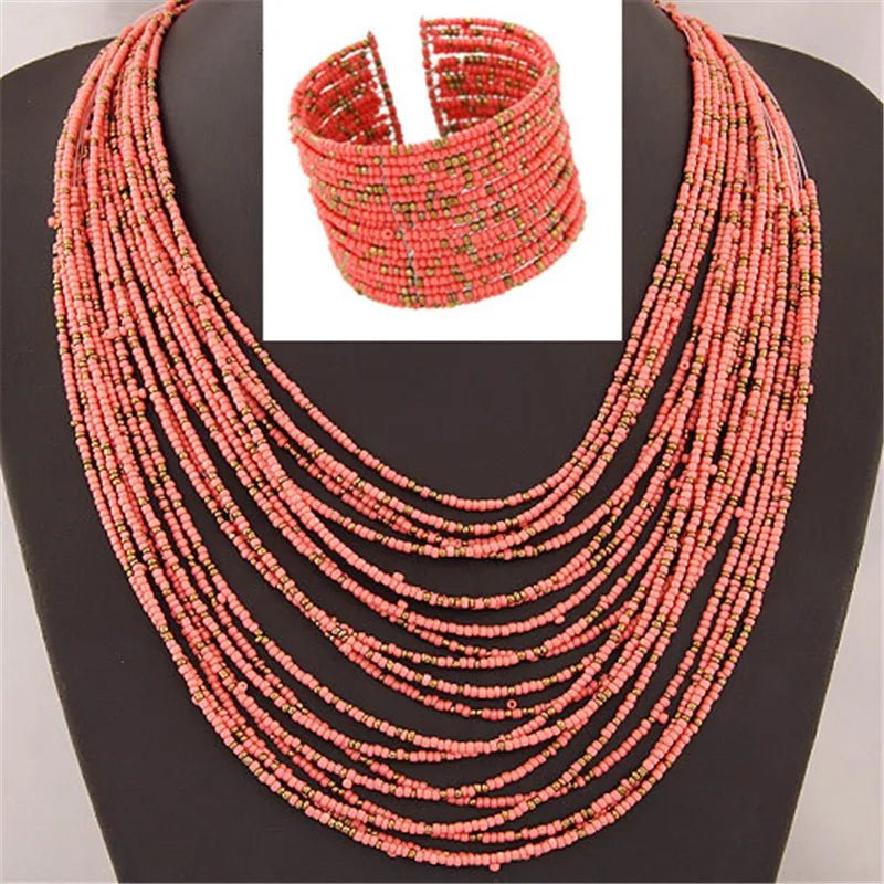 Acrylic Bead Jewelry Sets: Fashionable Necklaces and Bangles for Women - Multicolor Necklace New Jewelry Set - Flexi Africa