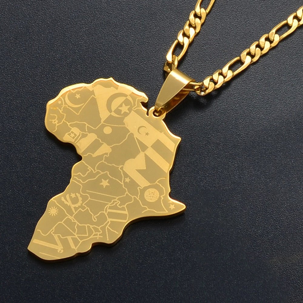 Africa Map Pendant Necklaces in Silver and Gold: Stylish Jewelry for Women and Men - Free Delivery Worldwide only at Flexi Africa