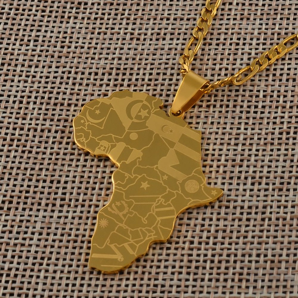 Africa Map Pendant Necklaces in Silver and Gold: Stylish Jewelry for Women and Men - Free Delivery Worldwide only at Flexi Africa