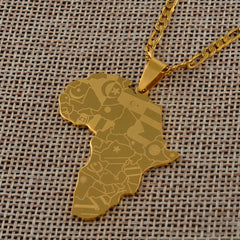 Africa Map Pendant Necklaces in Silver and Gold: Stylish Jewelry for Women and Men - Free Delivery Worldwide