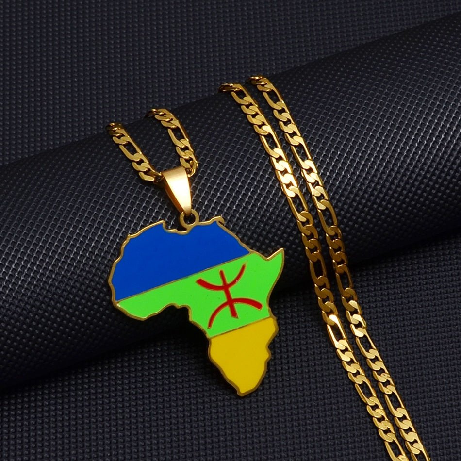 African Berber Pendant Necklaces: Stylish Jewelry Featuring the Africa Map for Women and Men - Free Delivery Worldwide only at Flexi Africa