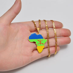 African Berber Pendant Necklaces: Stylish Jewelry Featuring the Africa Map for Women and Men - Free Delivery