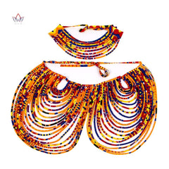 African Elegance in Every Strand: Handmade Ankara Multi-Strand Necklace - Flexi Africa - www.flexiafrica.com