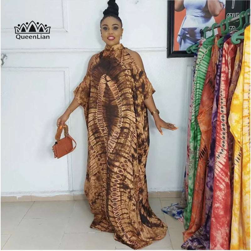 African Heritage Classic Pattern Chiffon Off-the-Shoulder Plus Size Dress - Flexi Africa - Flexi Africa offers Free Delivery Worldwide - Vibrant African traditional clothing showcasing bold prints and intricate designs