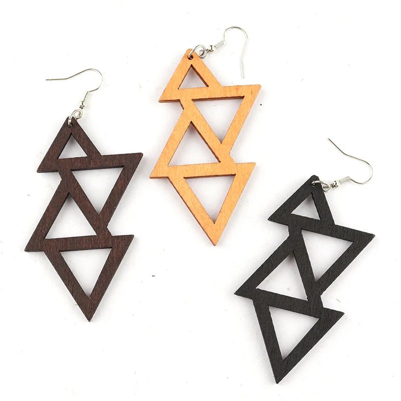 African Laser Cut Wooden Drop Earrings – Mix & Match Shapes Available - Free Delivery Worldwide only at Flexi Africa