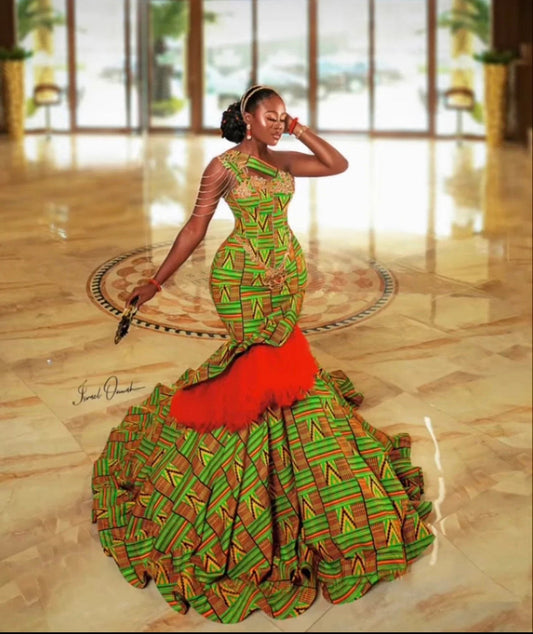 African mermaid dress, African mermaid skirt, Ankara maxi mermaid gown - Free Delivery Worldwide only at Flexi Africa