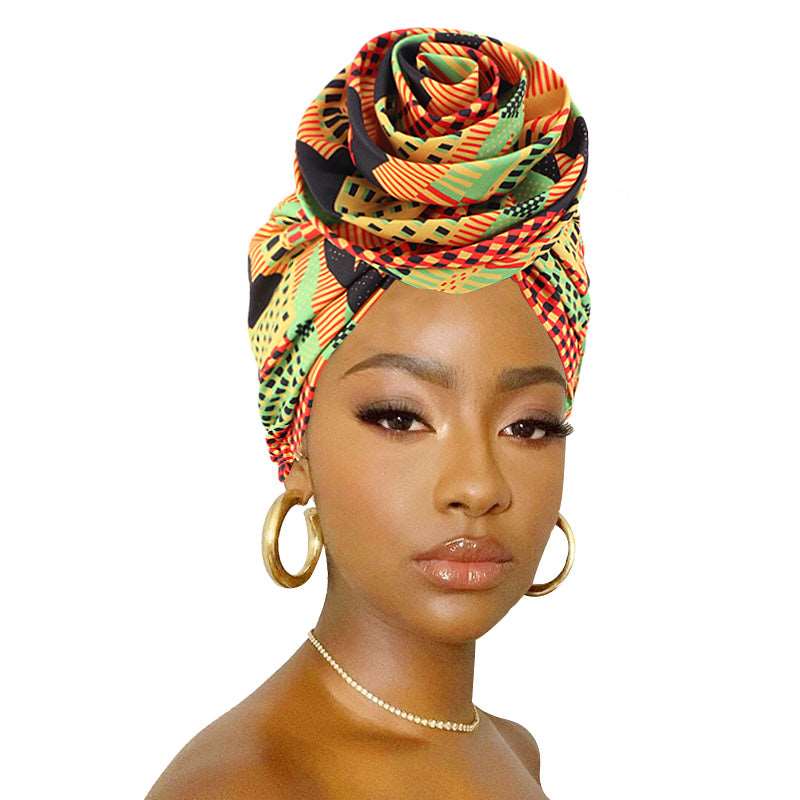 African Print Stretch Bandana Head Wrap Floral Ankara Dashiki Women - Flexi Africa - Flexi Africa offers Free Delivery Worldwide - Vibrant African traditional clothing showcasing bold prints and intricate designs