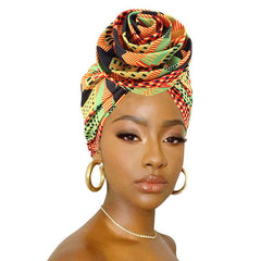 African Print Stretch Bandana Head Wrap Floral Ankara Dashiki Women - Flexi Africa offers Free Delivery Worldwide - Vibrant