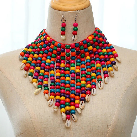 African Statement Chunky Choker Necklaces For Women Multi Strand Colorful Bead - Free Delivery Worldwide only at Flexi Africa