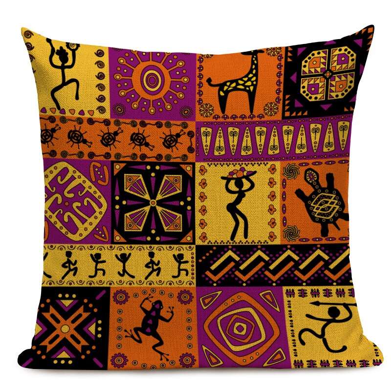 African Style Cushion Cover Tribal Geometric Pattern Decorative Linen Pillow Case Cover for Sofa Home Decor - Flexi Africa