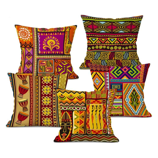 African Style Cushion Cover Tribal Geometric Pattern Decorative Linen Pillow Case Cover for Sofa Home Decor - Flexi Africa