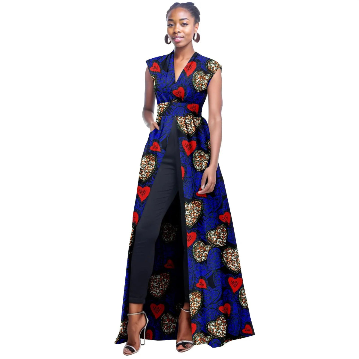 African Women's Sleeveless V - Neck Dress – Bold, Sexy, and Stylish - Free Delivery Worldwide only at Flexi Africa