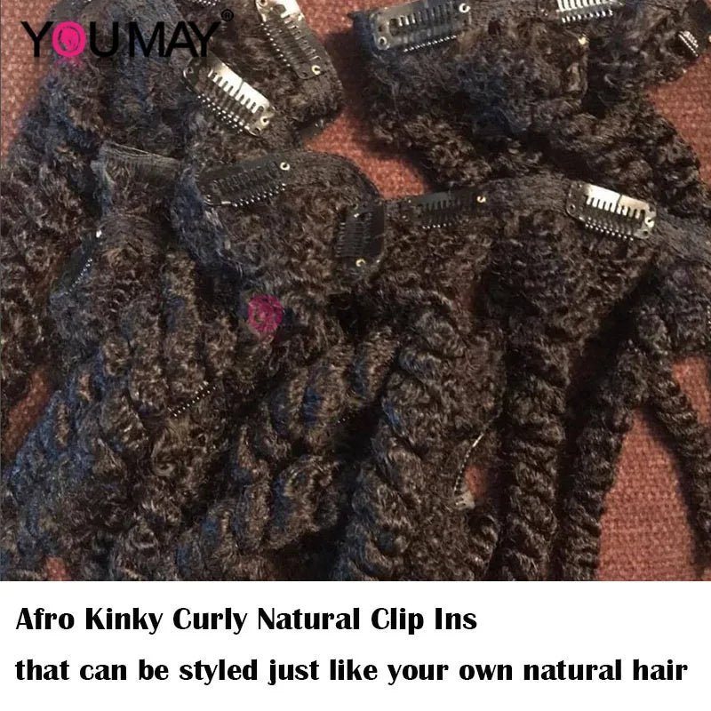 Afro Kinky Curly Clip In Human Hair Extensions 100% Hair Human Natural Black Clip Ins Afro Bundle Flexi Africa Free Delivery