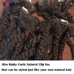 Afro Kinky Curly Clip In Human Hair Extensions 100% Hair Human Natural Black Clip Ins Afro Bundle Flexi Africa Free Delivery