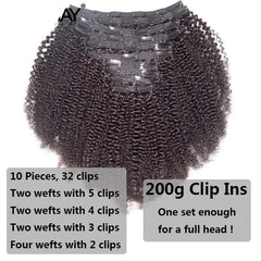 Afro Kinky Curly Clip In Human Hair Extensions 100% Hair Human Natural Black Clip Ins Afro Bundle - Flexi Africa - Flexi Africa offers Free Delivery Worldwide - Vibrant African traditional clothing showcasing bold prints and intricate designs