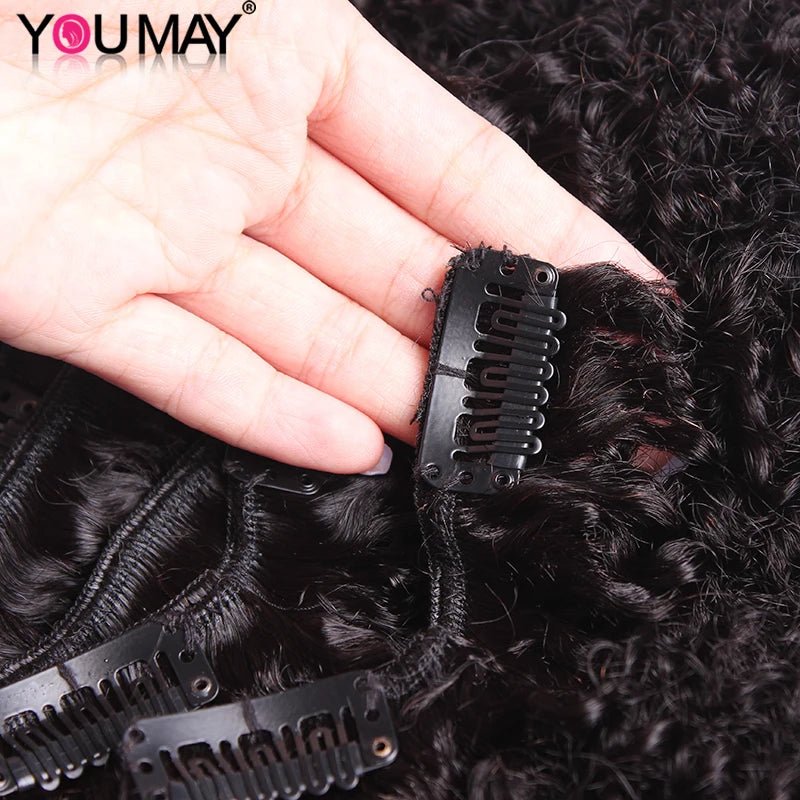 Afro Kinky Curly Clip In Human Hair Extensions 100% Hair Human Natural Black Clip Ins Afro Bundle Flexi Africa Free Delivery