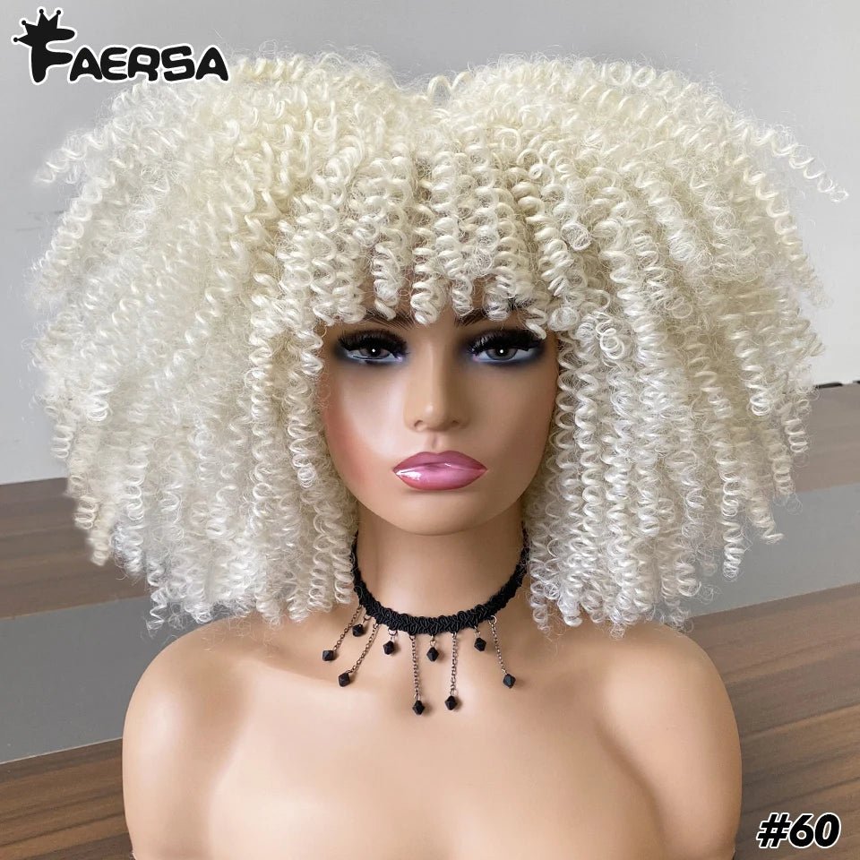 Afro Kinky Curly Wig for Black Women - Short, Synthetic, Blonde, Red, Ombre, Glueless, High - Temperature Cosplay Wigs - Flexi Africa - Free Delivery Worldwide only at www.flexiafrica.com