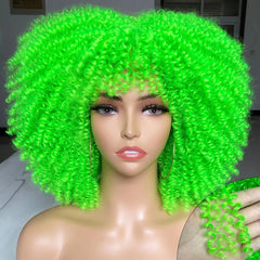 Afro Kinky Wig 14" with Bangs for Black Women - Perfect for Cosplay and Natural Hair Looks - Free Delivery Worldwide