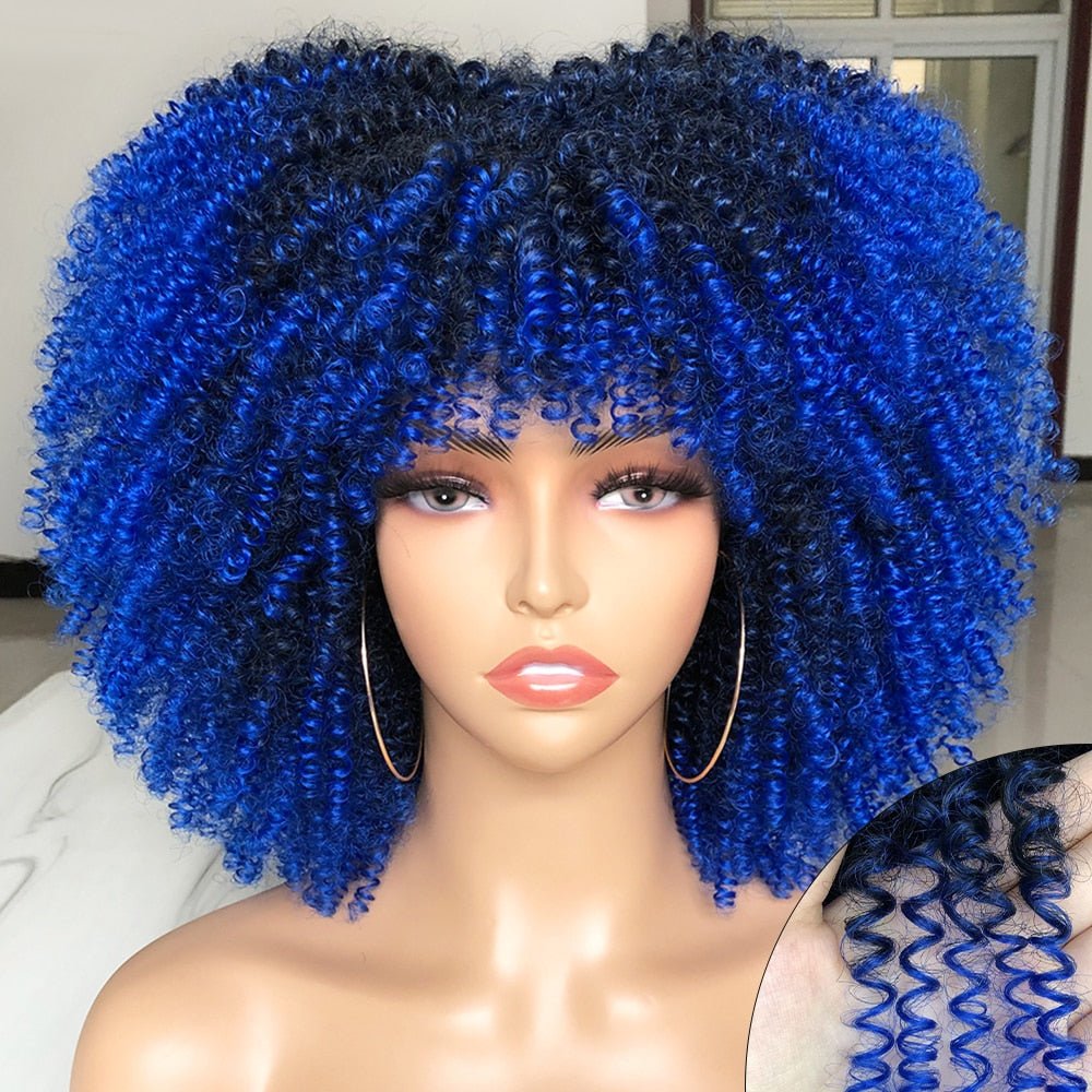 Afro Kinky Wig 14" with Bangs for Black Women - Perfect for Cosplay and Natural Hair Looks - Free Delivery Worldwide