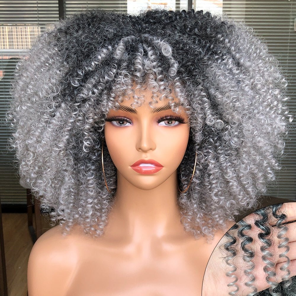 Afro Kinky Wig 14" with Bangs for Black Women - Perfect for Cosplay and Natural Hair Looks - Free Delivery Worldwide only at Flexi Africa