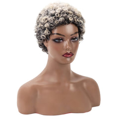 Amir Short Grey Afro Kinky Curly Wig Women Synthetic Hair Wigs With Natural Short Bob Wigs - Free Delivery Worldwide only at Flexi Africa