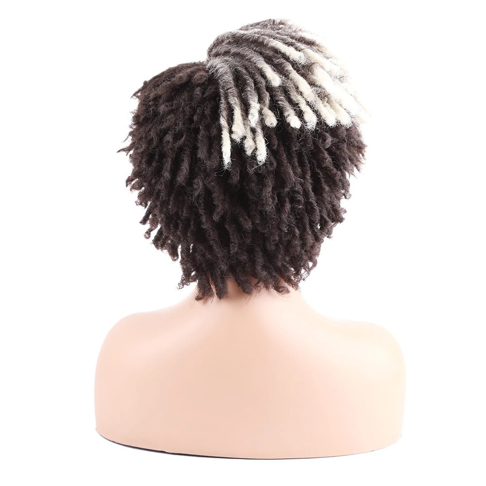 Amir Synthetic Afro Kinky Curly Wig Short Dreadlock Wig With Bangs Ombre Black Blonde Crochet Wig for Black Women - Free Delivery Worldwide only at Flexi Africa