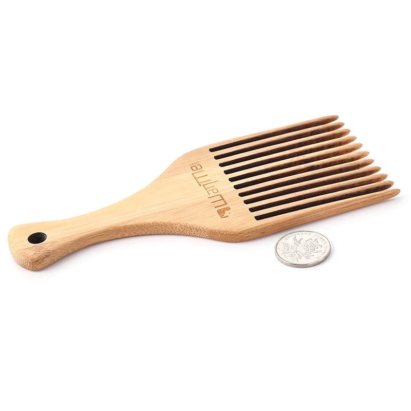 Anti - Static Natural Bamboo Hair Pick Comb - Long Tooth Detangling and Scalp Massage for Afro Hair Styling - Flexi Africa - Free Delivery Worldwide only at www.flexiafrica.com