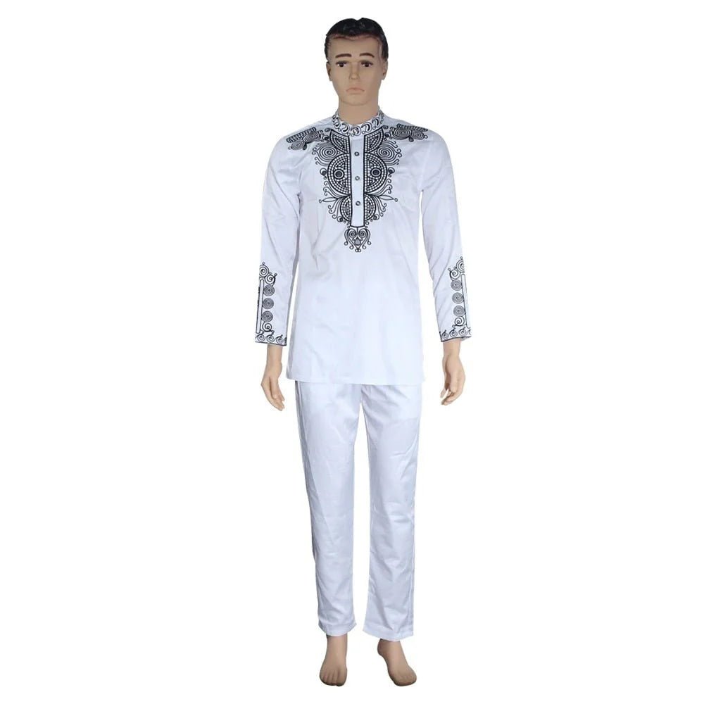 Authentic African Style: Men's Dashiki Top and Pant Set for the Fashion-Forward Gentleman - Flexi Africa - Free Delivery