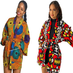 Authentic African Style: Women's Short Kimono Jacket with Traditional Patterns - Free Delivery Worldwide only at Flexi Africa