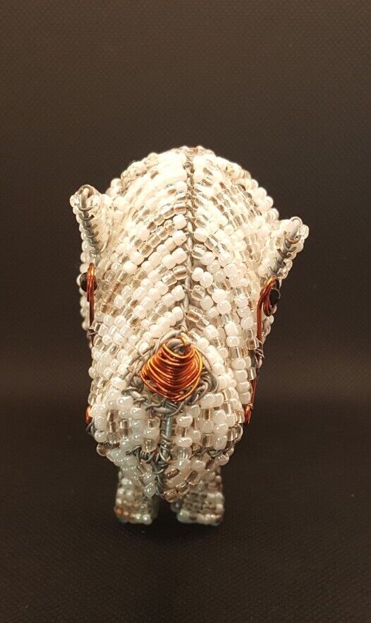 Beaded Rhino Figurine Copper Wire & Beaded Hand Made African Rhino - Flexi Africa Free Delivery Worldwide www.flexiafrica.com