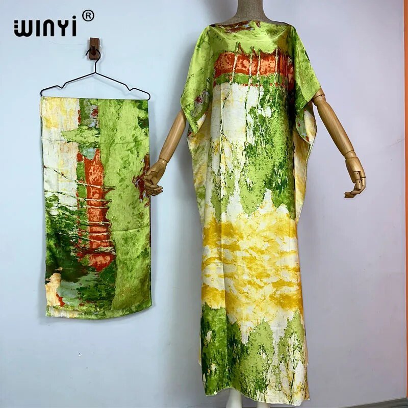 Bohemian Dashiki Print Summer Women Beach Dress with Belt - Flexi Africa - Flexi Africa offers Free Delivery Worldwide - Vibrant African traditional clothing showcasing bold prints and intricate designs