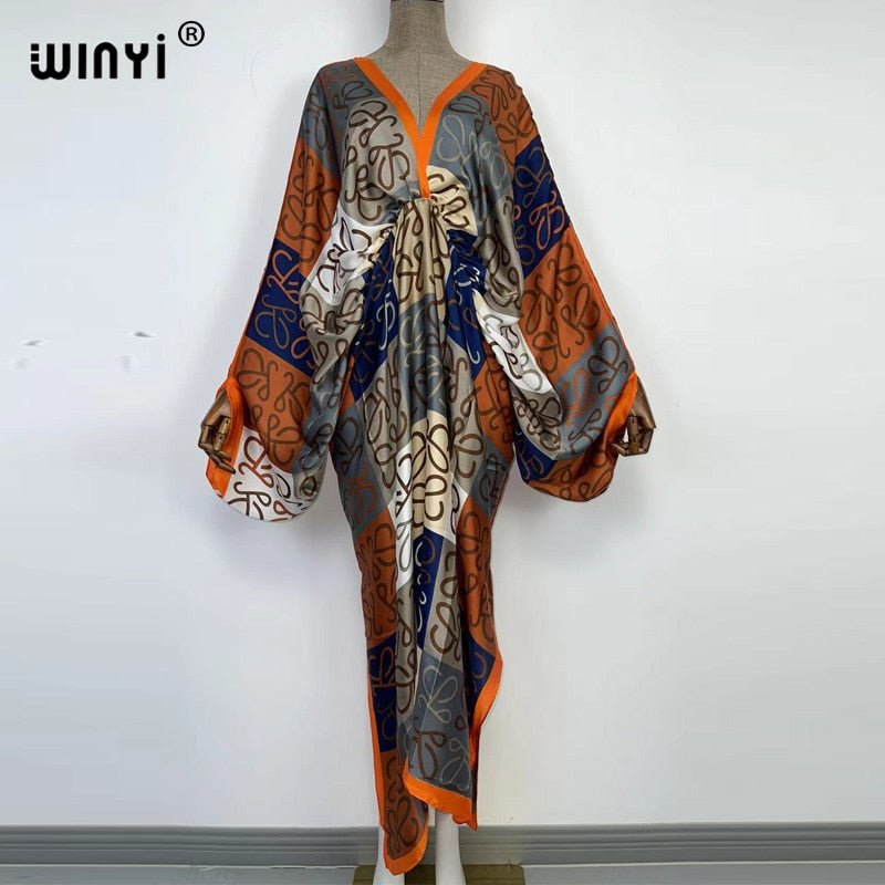 Bohemian Elegance: Silk Rayon Maxi Beach Dress with Hand-Rolled Feel - Flexi Africa - Free Delivery www.flexiafrica.com