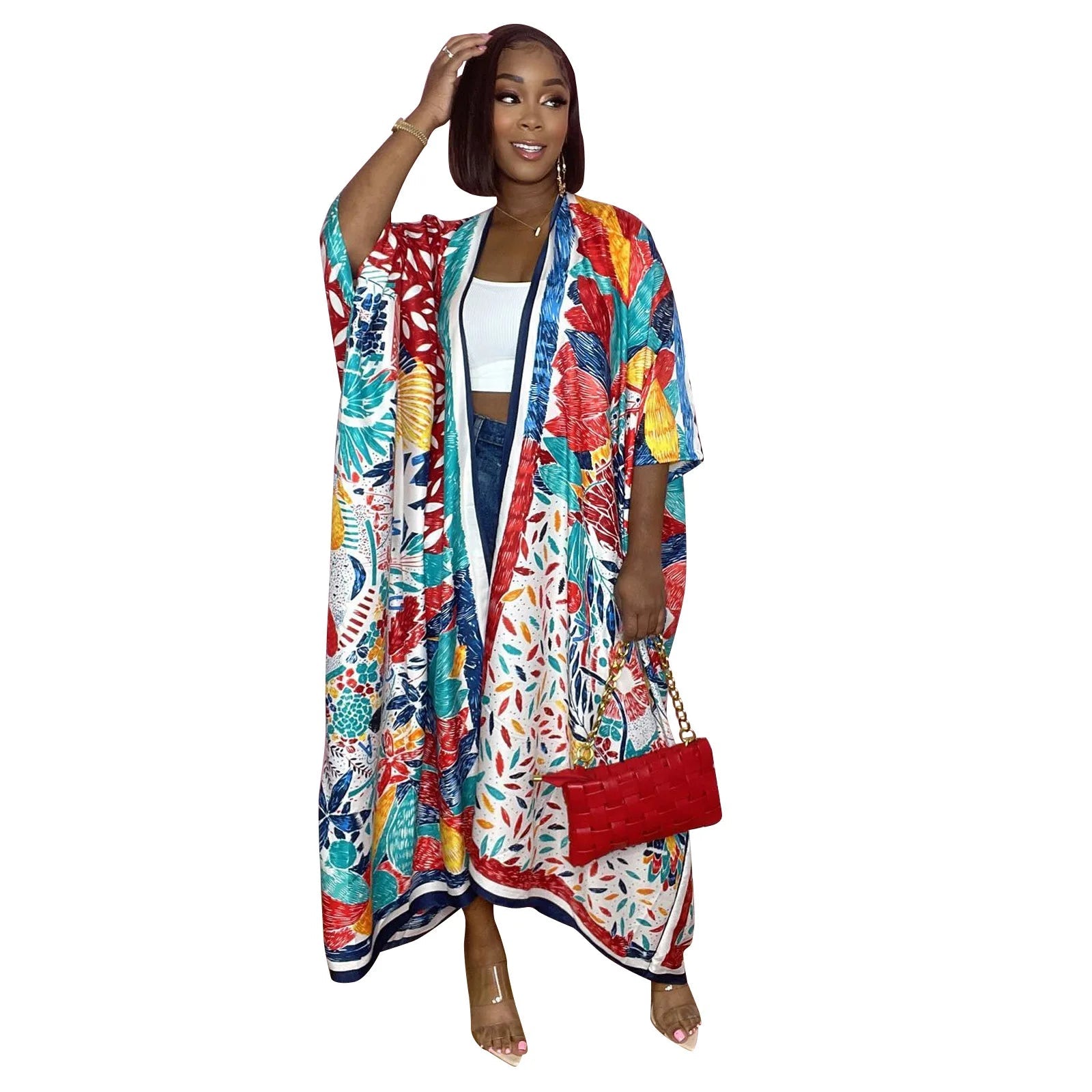 Bohemian Printed Beach Cover Up Kimono for Women - Vintage Style Bikini and Bathing Suit Wraps - Free Delivery Worldwide only at Flexi Africa