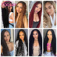 Boho Wig Braid African Synthetic Curly Wigs Full Lace Front Braided Wigs For Black Women Knotless Box Braids Lace Wigs - Free Delivery Worldwide only at Flexi Africa