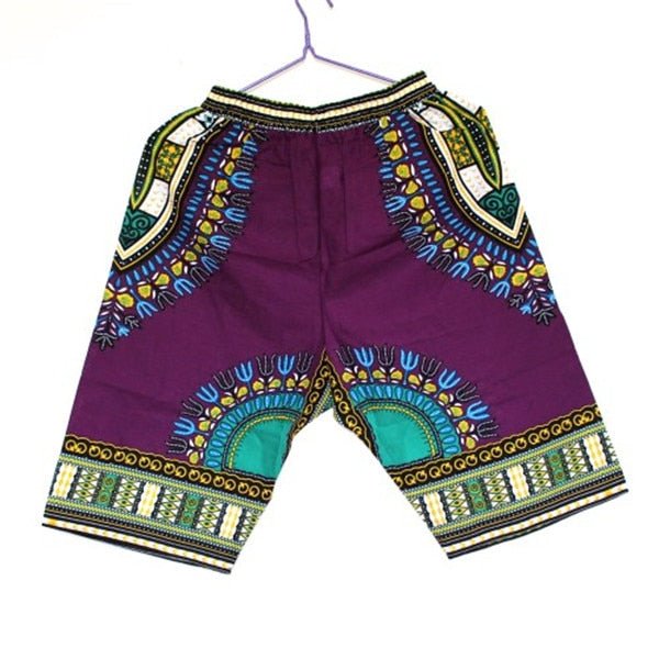 Colorful and Comfy: 100% Cotton African Dashiki Short Pants for Casual and Stylish Wear - Free Delivery Worldwide only