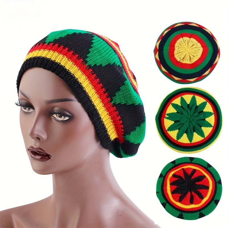 Colorful Reggae Jamaican Knitted Hat - Outdoor Street Style Wool Hat for Cold Weather - Free Delivery Worldwide only at Flexi Africa