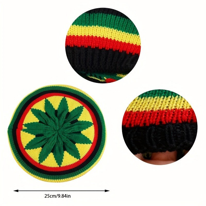 Colorful Reggae Jamaican Knitted Hat - Outdoor Street Style Wool Hat for Cold Weather - Free Delivery Worldwide only at Flexi Africa